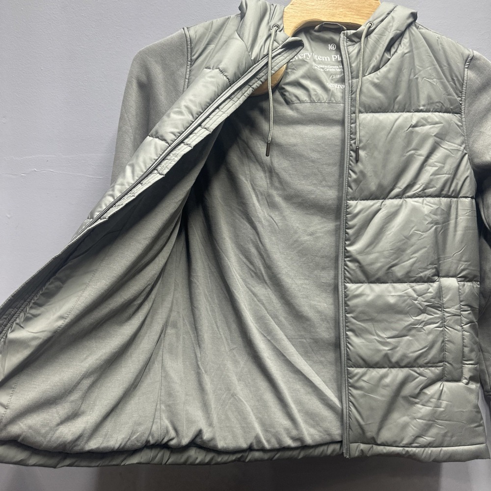 Tentree Men's Cloud Shell Hybrid Hoodie Mineral Green Small NWT Insulated Jacket - Picture 8 of 10